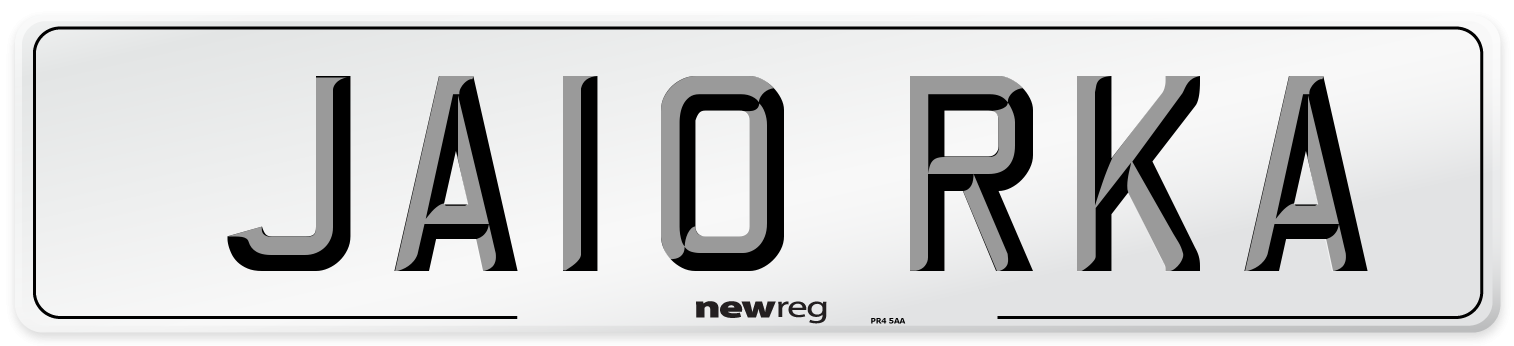 JA10 RKA Number Plate from New Reg